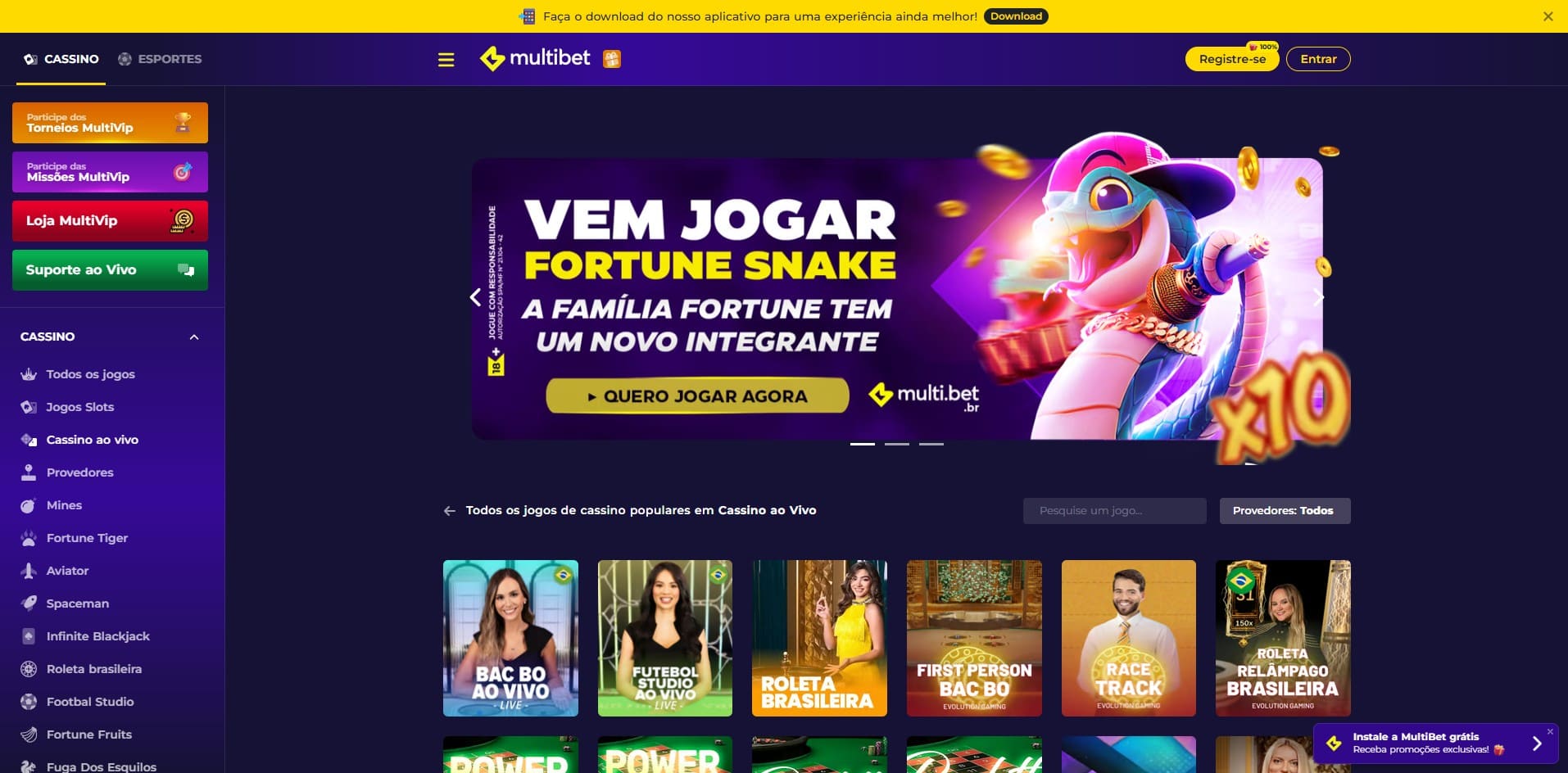 cassino ao vivo
